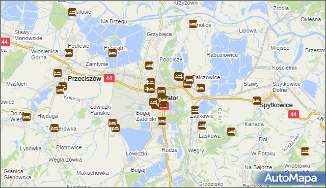 mapa Zator powiat oświęcimski, Zator powiat oświęcimski na mapie Targeo