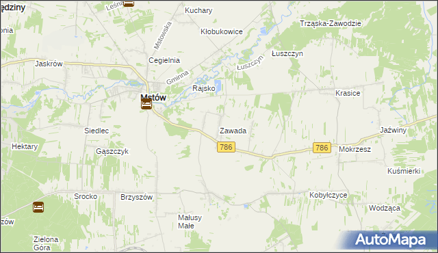 mapa Zawada gmina Mstów, Zawada gmina Mstów na mapie Targeo