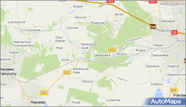 mapa Zawadówka gmina Rejowiec, Zawadówka gmina Rejowiec na mapie Targeo