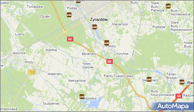 mapa Zazdrość gmina Radziejowice, Zazdrość gmina Radziejowice na mapie Targeo