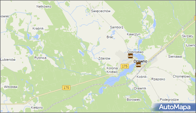 mapa Zdanów gmina Drawno, Zdanów gmina Drawno na mapie Targeo