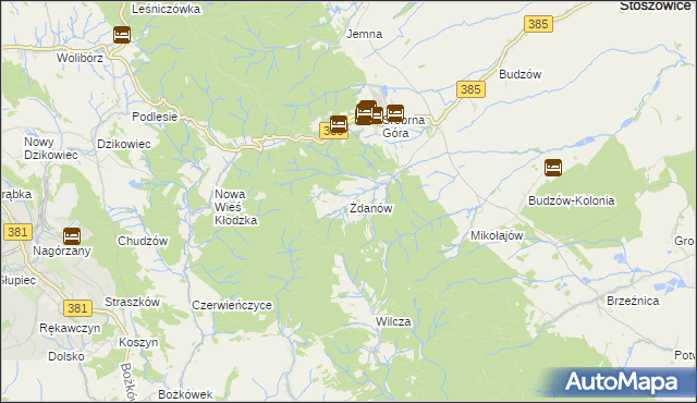 mapa Żdanów gmina Stoszowice, Żdanów gmina Stoszowice na mapie Targeo