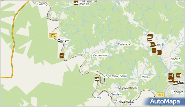 mapa Żegiestów, Żegiestów na mapie Targeo