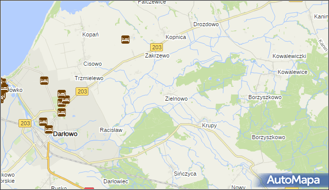 mapa Zielnowo gmina Darłowo, Zielnowo gmina Darłowo na mapie Targeo