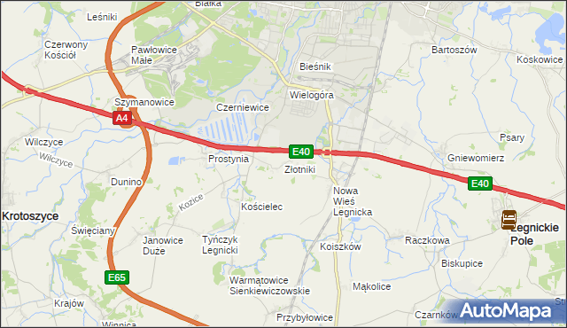 mapa Złotniki gmina Krotoszyce, Złotniki gmina Krotoszyce na mapie Targeo