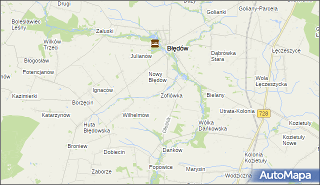 mapa Zofiówka gmina Błędów, Zofiówka gmina Błędów na mapie Targeo