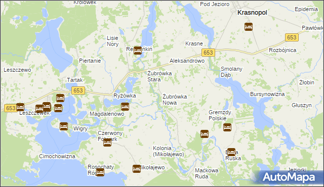 mapa Żubrówka Nowa, Żubrówka Nowa na mapie Targeo