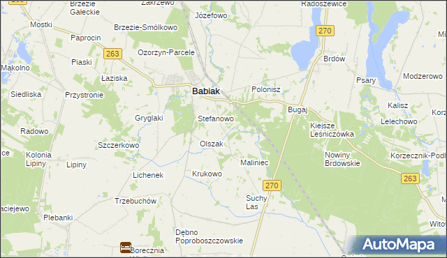 mapa Żurawieniec gmina Babiak, Żurawieniec gmina Babiak na mapie Targeo