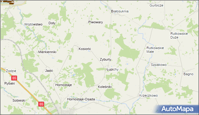 mapa Zyburty, Zyburty na mapie Targeo