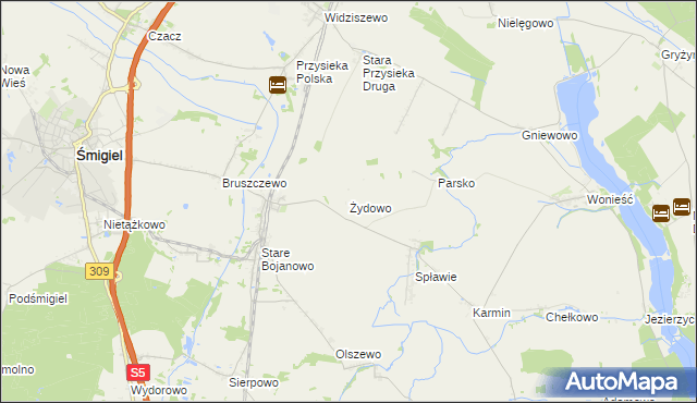 mapa Żydowo gmina Śmigiel, Żydowo gmina Śmigiel na mapie Targeo