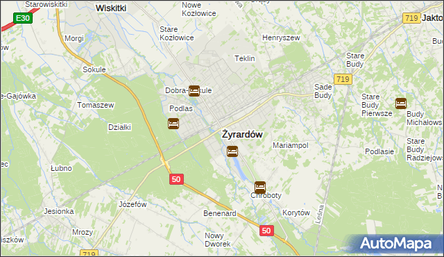 mapa Żyrardów, Żyrardów na mapie Targeo