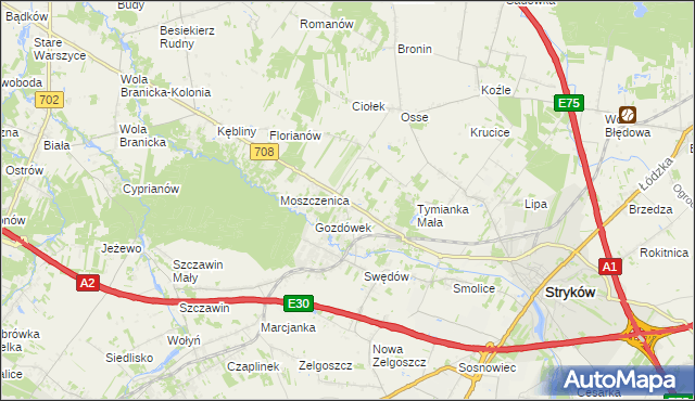 mapa Anielin Swędowski, Anielin Swędowski na mapie Targeo