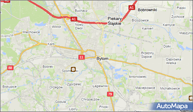 mapa Bytomia, Bytom na mapie Targeo