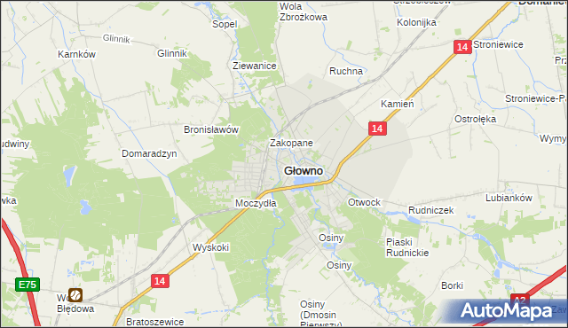 mapa Głowno, Głowno na mapie Targeo