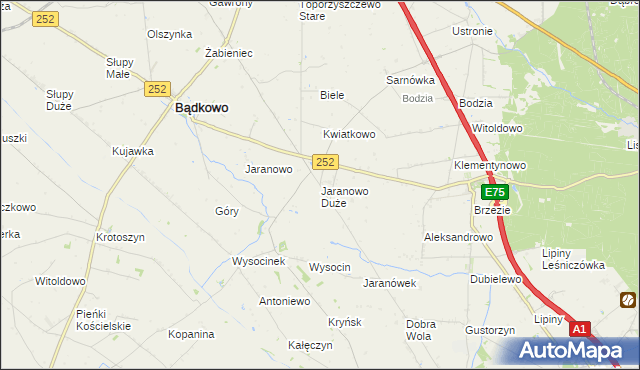 mapa Jaranowo Duże, Jaranowo Duże na mapie Targeo