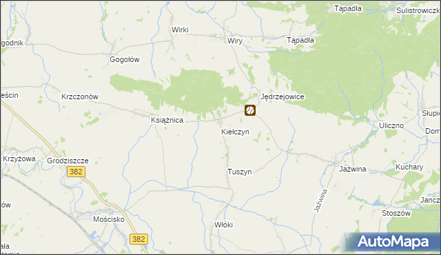 mapa Kiełczyn gmina Dzierżoniów, Kiełczyn gmina Dzierżoniów na mapie Targeo