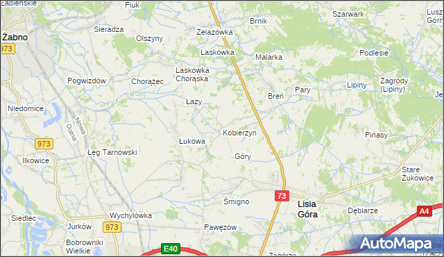 mapa Kobierzyn gmina Lisia Góra, Kobierzyn gmina Lisia Góra na mapie Targeo