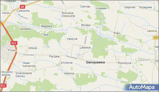 mapa Latowice, Latowice na mapie Targeo