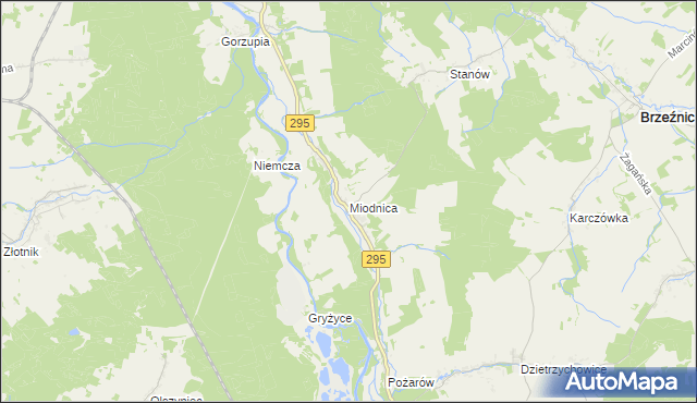 mapa Miodnica, Miodnica na mapie Targeo