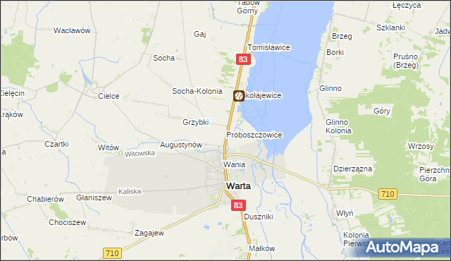 mapa Proboszczowice gmina Warta, Proboszczowice gmina Warta na mapie Targeo