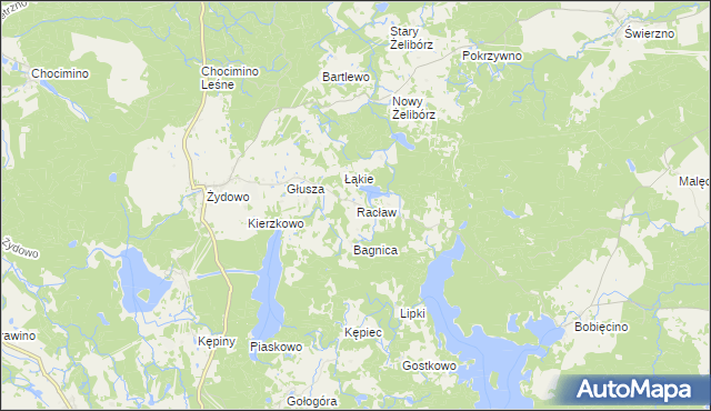 mapa Racław gmina Polanów, Racław gmina Polanów na mapie Targeo
