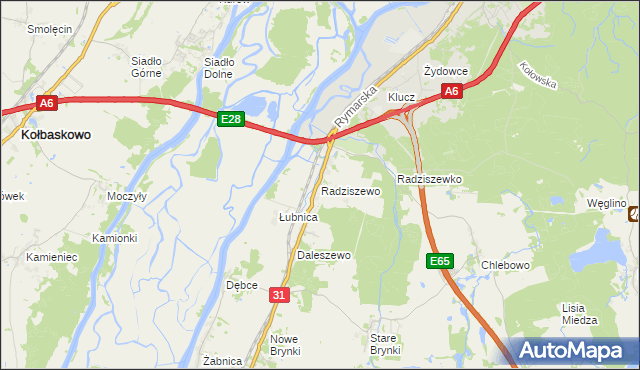 mapa Radziszewo gmina Gryfino, Radziszewo gmina Gryfino na mapie Targeo