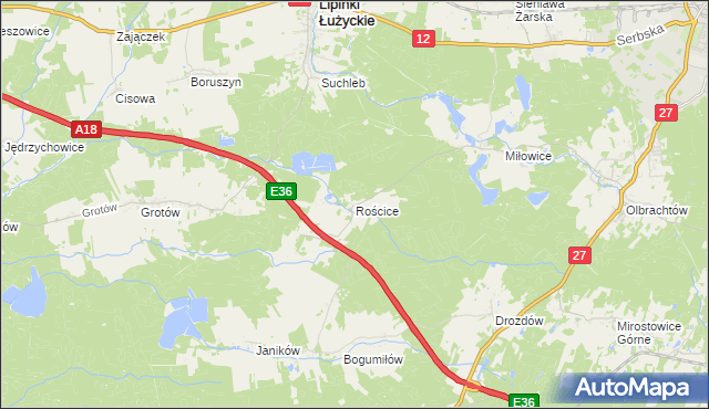 mapa Rościce, Rościce na mapie Targeo