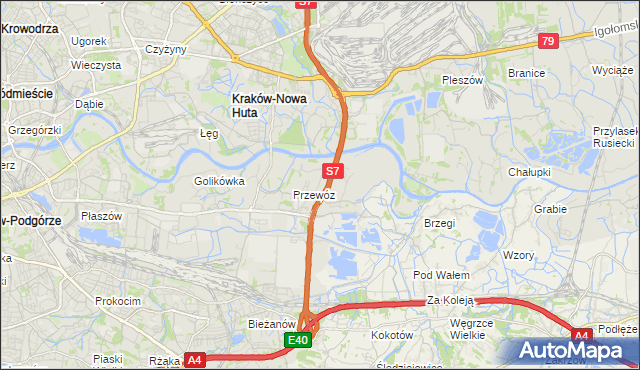 mapa Ulica gmina Kraków, Ulica gmina Kraków na mapie Targeo