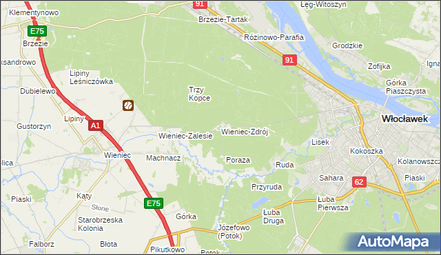 mapa Wieniec-Zdrój, Wieniec-Zdrój na mapie Targeo