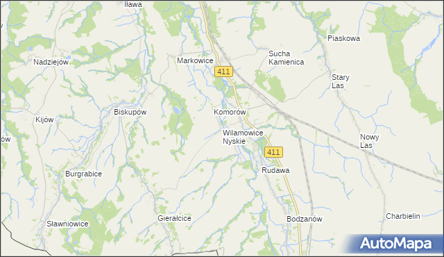 mapa Wilamowice Nyskie, Wilamowice Nyskie na mapie Targeo