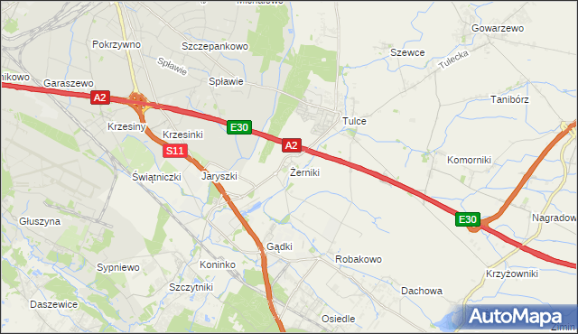 mapa Żerniki gmina Kórnik, Żerniki gmina Kórnik na mapie Targeo