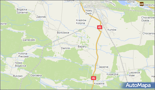 mapa Bażany, Bażany na mapie Targeo