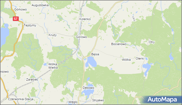 mapa Bęsia, Bęsia na mapie Targeo
