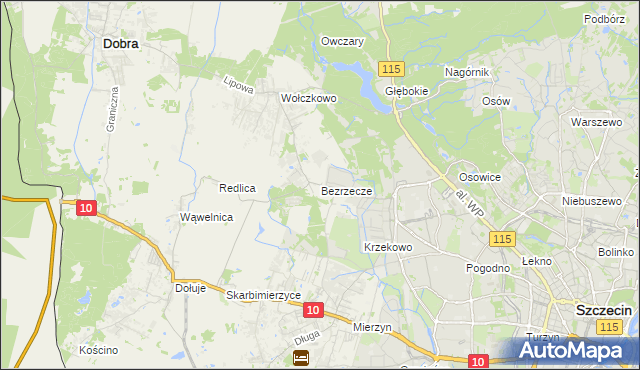 mapa Bezrzecze, Bezrzecze na mapie Targeo