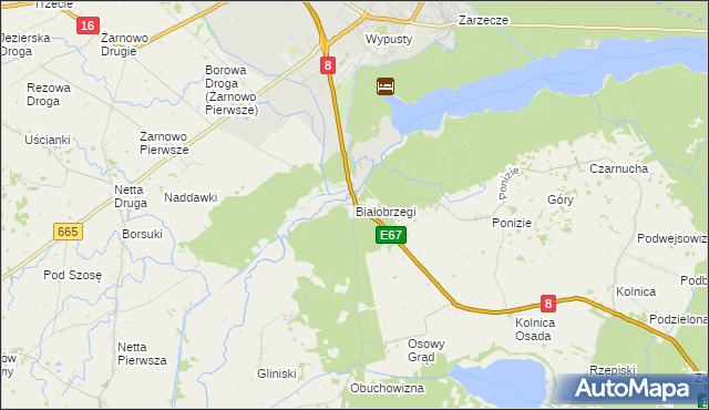 mapa Białobrzegi gmina Augustów, Białobrzegi gmina Augustów na mapie Targeo