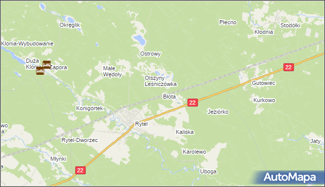 mapa Błota gmina Czersk, Błota gmina Czersk na mapie Targeo