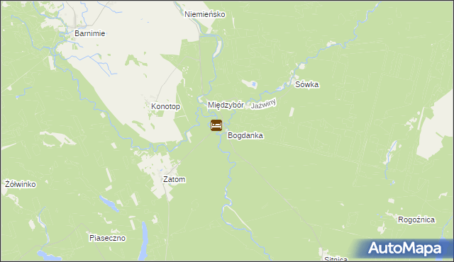 mapa Bogdanka gmina Drawno, Bogdanka gmina Drawno na mapie Targeo