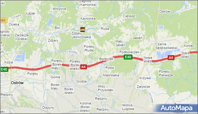 mapa Boreczek gmina Sędziszów Małopolski, Boreczek gmina Sędziszów Małopolski na mapie Targeo