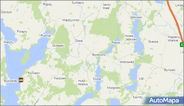 mapa Boreczno, Boreczno na mapie Targeo