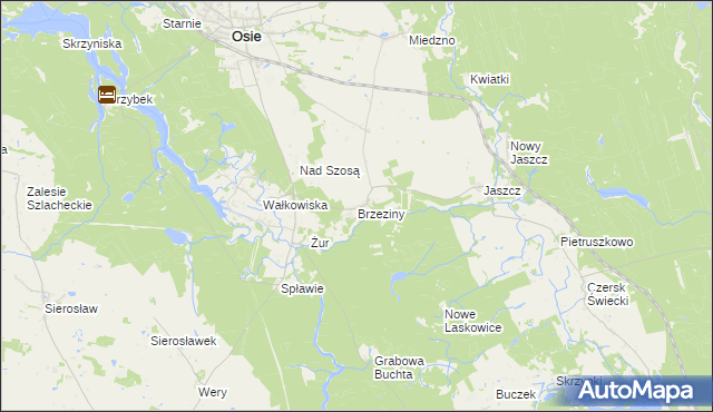mapa Brzeziny gmina Osie, Brzeziny gmina Osie na mapie Targeo