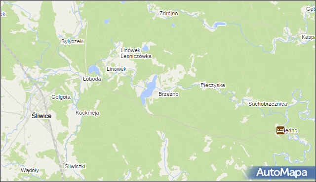 mapa Brzeźno gmina Śliwice, Brzeźno gmina Śliwice na mapie Targeo