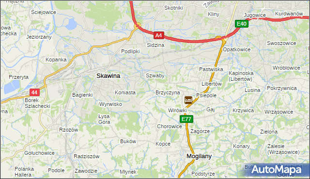 mapa Brzyczyna, Brzyczyna na mapie Targeo