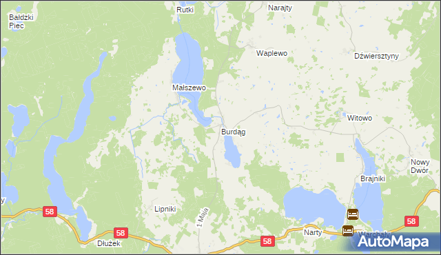 mapa Burdąg, Burdąg na mapie Targeo