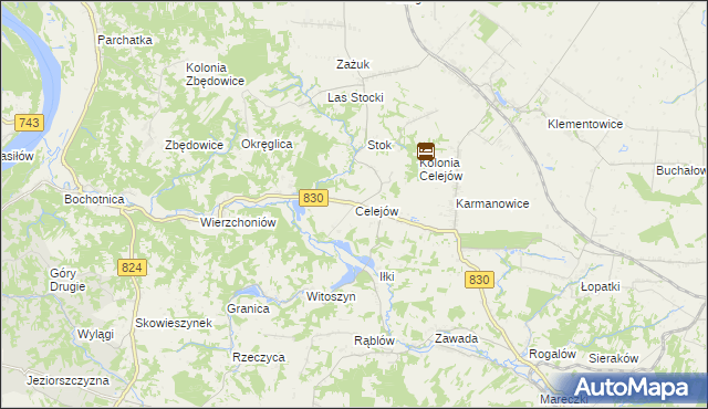 mapa Celejów gmina Wąwolnica, Celejów gmina Wąwolnica na mapie Targeo