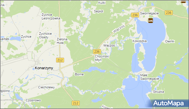 mapa Chociński Młyn, Chociński Młyn na mapie Targeo