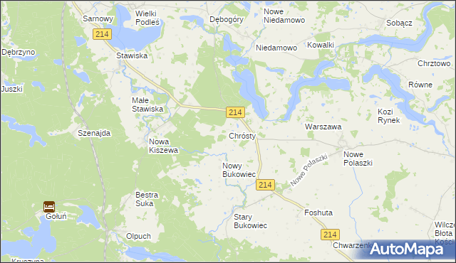 mapa Chrósty gmina Stara Kiszewa, Chrósty gmina Stara Kiszewa na mapie Targeo