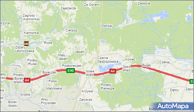 mapa Czarna Sędziszowska, Czarna Sędziszowska na mapie Targeo