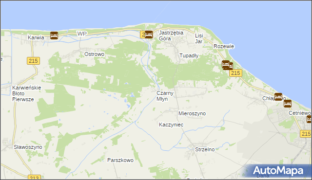 mapa Czarny Młyn gmina Puck, Czarny Młyn gmina Puck na mapie Targeo