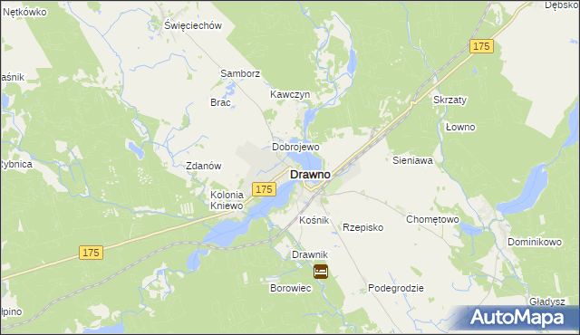 mapa Drawno, Drawno na mapie Targeo