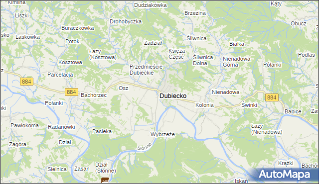 mapa Dubiecko, Dubiecko na mapie Targeo
